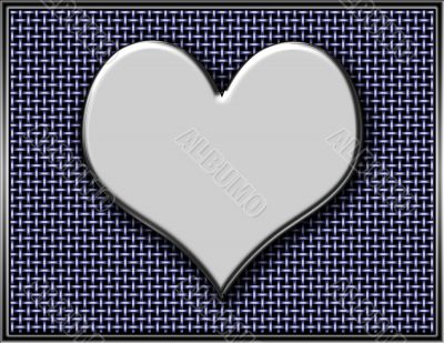 Metal Heart on Chain Link Background