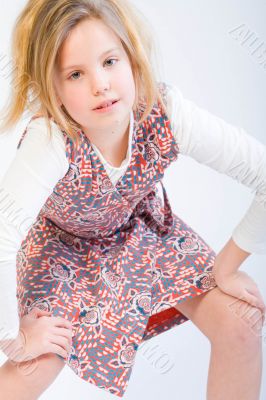 Blond child posing fashion