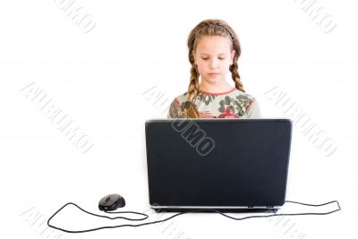 Blond child with notebook