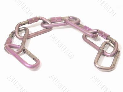 chain of climber carabiner