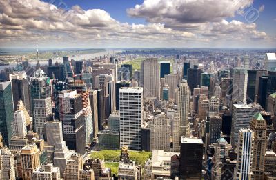 An aerial view of midtown Manhattan New York