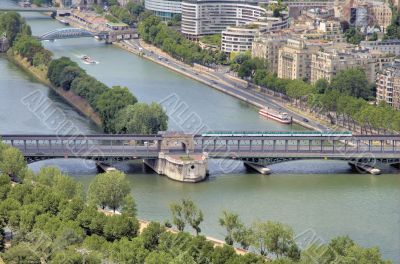 Train crossing the river Seine