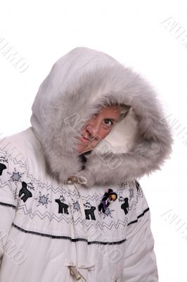mature woman with winter coat