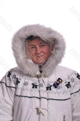 mature woman with winter coat