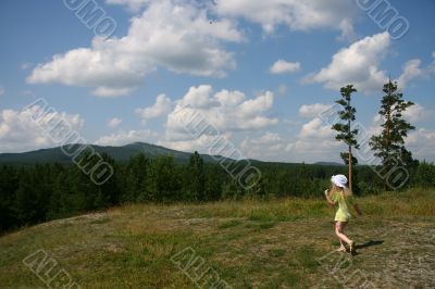 The girl on the nature.