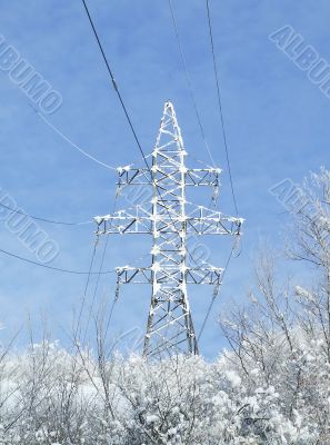 Snow-covered electric power lines