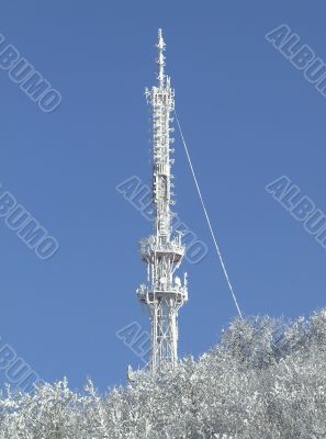 Snow-covered antenna