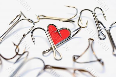 Abstract heart from hooks on a white background