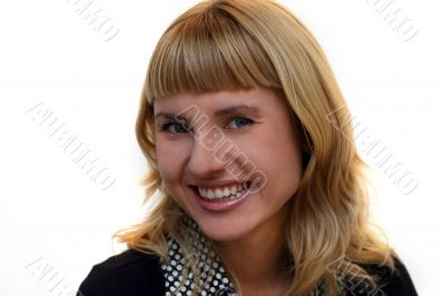 young woman is smiling in office
