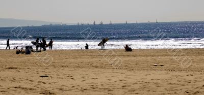 Surfing at the Beach