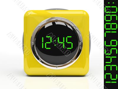 Yellow watch isolated on white background 3D