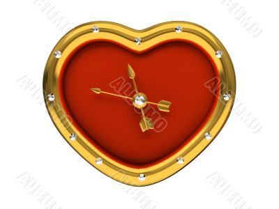 Red Clock-Heart isolated on white background 3D