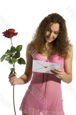 Loveletter with red rose