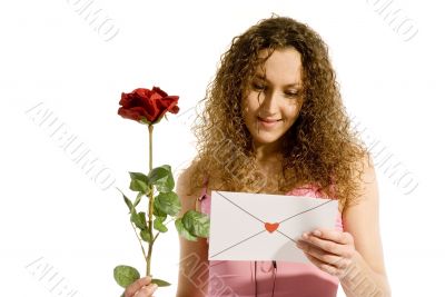 attrractive girl with love-letter