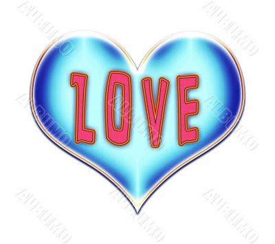 Blue Heart with the word `Love`