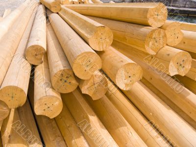 Round wooden logs