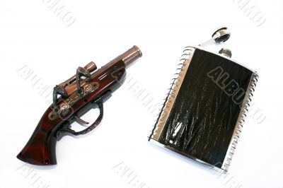 Pistol and flask