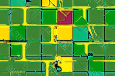 green and yellow abstract brickwork