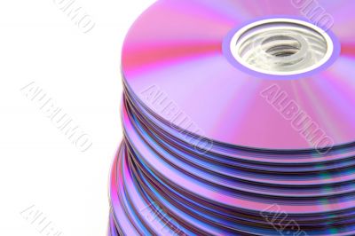 Stacked colorful DVDs or CDs