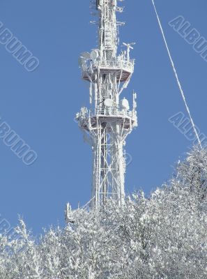 Snow-covered antenna