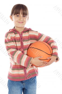 girl whit ball of basketball