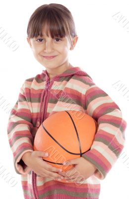 girl whit ball of basketball