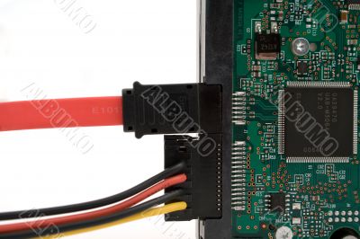 The connected computer hard drive. Isolated