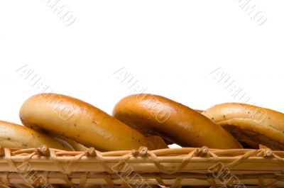 Bagels on wicker plate