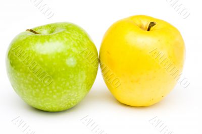 Fresh green and yellow apples