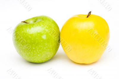 Fresh green and yellow apples