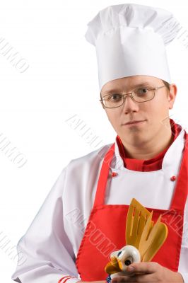 chef with forks