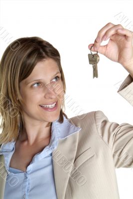 woman shows key