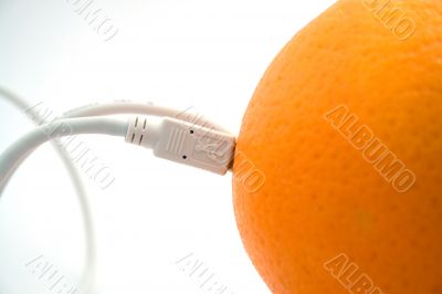 The orange connected through usb cable 2