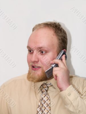 men talking by phone