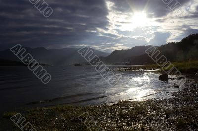 sunset in  Lake Teleckoe, Altay