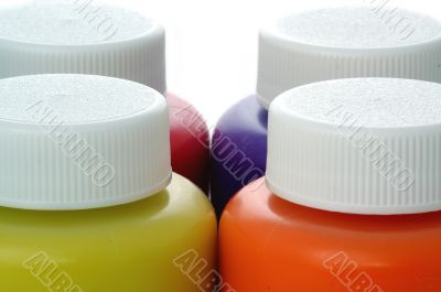 paint in plastic jars