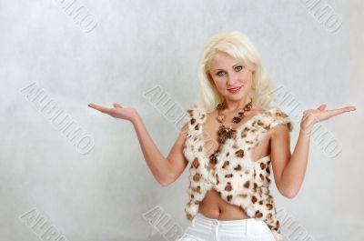 blonde in fur