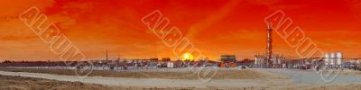 industrial view, red skies