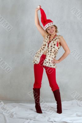 young woman in a santa clothers