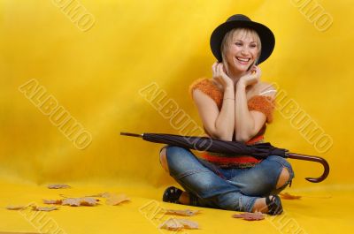 woman with hat and umbrella