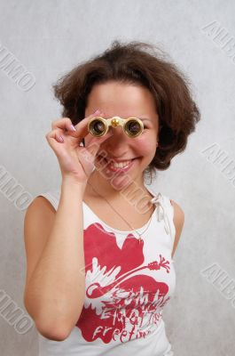girl with binoculars