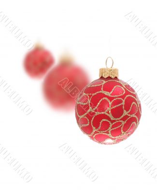 three christmas toy balls