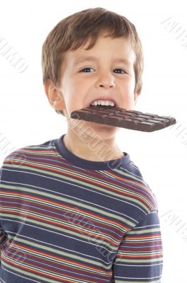 child eating chocolate