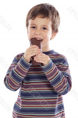 child eating chocolate
