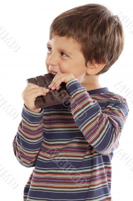 child eating chocolate