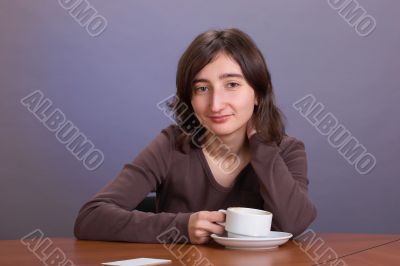 The girl with a mug