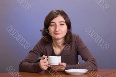The girl with a mug
