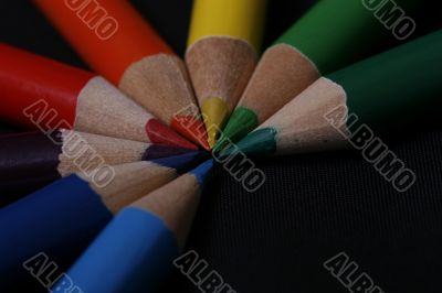 points of coloured pencils
