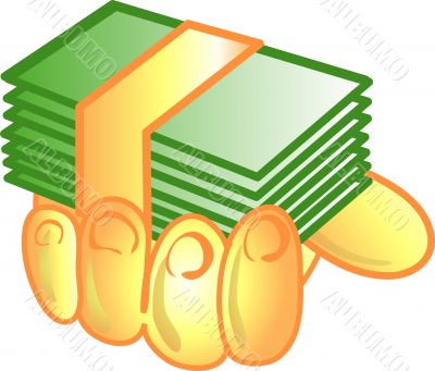 Money in hand icon or symbol