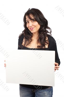 Holding the blank banner